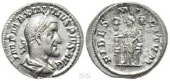 Roman Imperial Coins MAXIMINUS THRAX (235-238). Denarius. Rome. Obv: IMP MAXIMINVS PIVS AVG. Laureate, draped and cuirassed bust right. Rev: FIDES MILITVM. Fides standing left, holding signum in each 