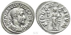 Roman Imperial Coins MAXIMINUS THRAX (235-238). Denarius. Rome. Obv: IMP MAXIMINVS PIVS AVG. Laureate, draped and cuirassed bust right. Rev: FIDES MILITVM. Fides standing left, holding signum in each 