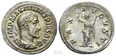 Roman Imperial Coins MAXIMINUS THRAX (235-238). Denarius. Rome. Obv: IMP MAXIMINVS PIVS AVG. Laureate, draped and cuirassed bust right. Rev: PAX AVGVSTI. Pax standing left, holding branch and transver