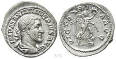 Roman Imperial Coins MAXIMINUS THRAX (235-238). Denarius. Rome. Obv: IMP MAXIMINVS PIVS AVG. Laureate, draped and cuirassed bust right. Rev: VICTORIA AVG. Victory advancing right, holding palm branch 