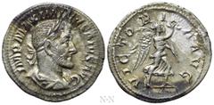 Roman Imperial Coins MAXIMINUS THRAX (235-238). Denarius. Rome. Obv: IMP MAXIMINVS PIVS AVG. Laureate, draped and cuirassed bust right. Rev: VICTORIA AVG. Victory advancing right, holding palm branch 