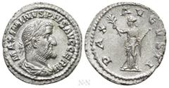 Roman Imperial Coins MAXIMINUS THRAX (235-238). Denarius. Rome. Obv: MAXIMINVS PIVS AVG GERM. Laureate, draped and cuirassed bust right. Rev: PAX AVGVSTI. Pax standing left, holding branch and sceptre