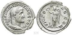 Roman Imperial Coins MAXIMINUS THRAX (235-238). Denarius. Rome. Obv: MAXIMINVS PIVS AVG GERM. Laureate, draped and cuirassed bust right. Rev: VICTORIA GERM. Victory standing left with wreath and palm 
