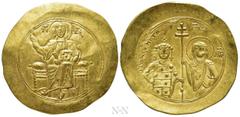 Byzantine Coins JOHN II COMNENUS (1118-1143). GOLD Hyperpyron. Constantinople. Obv: IC - XC. Christ Pantokrator seated facing on throne. Rev: +Iω ΔECΠOTH / ΘV - MP. Half-length facing busts of John, h