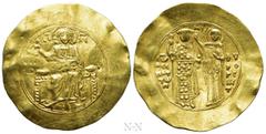 Byzantine Coins JOHN II COMNENUS (1118-1143). GOLD Hyperpyron. Constantinople. Obv: IC - XC. Christ Pantokrator seated facing on throne. Rev: Iω ΔЄCΠOT Tω Π / ΦV PO ΓЄ (NH) T. John standing facing, ho