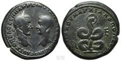 Roman Provincial Coins MOESIA INFERIOR. Marcianopolis. Macrinus, with Diadumenian (217-218). Ae Pentassarion. Pontianus, legatus consularis. Obv: AVT K OΠEΛ CEVH MAKPEINOC K M OΠEΛ ANTΩNEINOC. Confron