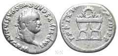 Roman Imperial Coins TITUS (79-81). Denarius. Rome. Obv: IMP TITVS CAES VESPASIAN AVG P M. Laureate head right. Rev: TR P IX IMP XV COS VIII P P. Curule chair surmounted by wreath. RIC² 108. Condition
