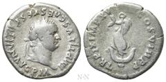 Roman Imperial Coins TITUS (79-81). Denarius. Rome. Obv: IMP TITVS CAES VESPASIAN AVG P M. Laureate head right. Rev: TR P IX IMP XV COS VIII P P. Dolphin coiled around anchor. RIC² 112. Condition: Nea