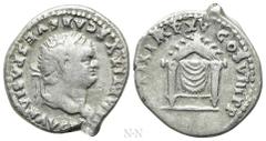 Roman Imperial Coins TITUS (79-81). Denarius. Rome. Obv: IMP TITVS CAES VESPASIAN AVG P M. Laureate head right. Rev: TR P IX IMP XV COS VIII P P. Draped semicircular pulvinar. RIC² 122. Condition: Nea