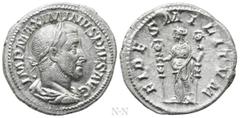 Roman Imperial Coins MAXIMINUS THRAX (235-238). Denarius. Rome. Obv: IMP MAXIMINVS PIVS AVG. Laureate, draped and cuirassed bust right. Rev: FIDES MILITVM. Fides standing left, holding signum in each 