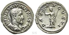 Roman Imperial Coins MAXIMINUS THRAX (235-238). Denarius. Rome. Obv: IMP MAXIMINVS PIVS AVG. Laureate, draped and cuirassed bust right. Rev: PAX AVGVSTI. Pax standing left, holding branch and transver