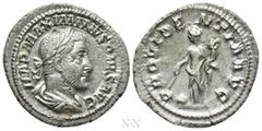 Roman Imperial Coins MAXIMINUS THRAX (235-238). Denarius. Rome. Obv: IMP MAXIMINVS PIVS AVG. Laureate, draped and cuirassed bust right. Rev: PROVIDENTIA AVG. Providentia standing left, holding cornuco