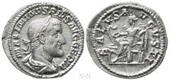 Roman Imperial Coins MAXIMINUS THRAX (235-238). Denarius. Rome. Obv: MAXIMINVS PIVS AVG GERM. Laureate, draped and cuirassed bust right. Rev: SALVS AVGVSTI. Salus seated left on throne, feeding serpen