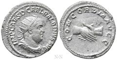 Roman Imperial Coins BALBINUS (238). Antoninianus. Rome. Obv: IMP CAES D CAE L BALBINVS AVG. Radiate, draped and cuirassed bust right. Rev: CONCORDIA AVGG. Clasped hands. RIC 10. Condition: Extremely 