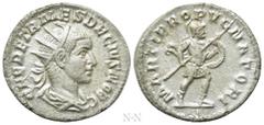 Roman Imperial Coins HERENNIUS ETRUSCUS (Caesar, 249-251). Antoninianus. Rome. Obv: Q HER ETR MES DECIVS NOB C. Radiate and draped bust right. Rev: MARTI PROPVGNATORI. Mars advancing right, holding sp