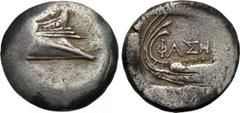 LYCIA. Phaselis. Tetrobol (Circa 411 BC). Obv: Prow of ship right. Rev: ΦAΣH. Stern of ship. Heipp-Tamer 72 (V27/R62?). The present coin may not match the dies cited in Heipp-Tamer, as the photograph 
