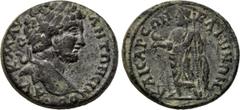 LYDIA. Bagis. Caracalla (AD 198-211). Ae. Obv: AV K M AV ANTΩNEINOC. Laureate head right. Rev: KACAPCΩN BAΓHNΩN. Zeus Lydios standing left, holding eagle and scepter. BMC 39-40. Condition: Very fine. 
