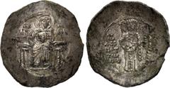 JOHN II COMNENUS (1118-1143). BI Aspron Trachy. Thessalonica. Obv: Virgin enthroned facing, holding infant Christ. Rev: John standing facing, holding labarum and akakia. Sear 1952. Condition: Near ext