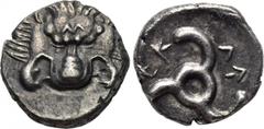 DYNASTS OF LYCIA. Perikles (Circa 380-360 BC). 1/3 Stater. Obv: Facing lion's skalp. Rev: Triskeles. SNG von Aulock 4254. Condition: Near extremely fine. Weight: 2.6 g. Diameter: 11 mm.