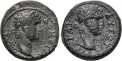 LYDIA. Germe. Titus, with Domitian as Caesar (79-81). Ae. Obv: AYTO T ΓEP KAI. Laureate head of Titus right; grain hear before. Rev: ΔOMETIANON KAI. Laureate head of Domitian right. RPC I 928. Conditi