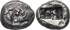 KINGS OF LYDIA. Kroisos (560-546 BC). Siglos. Sardes. Obv: Confronted foreparts of bull right and lion left. Rev: Two square punches. SNG Kayhan 1026. Condition: Good very fine. Weight: 5.2 g. Diamete
