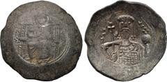 ALEXIUS I COMNENUS (1081-118). Aspron Trachy. Constantinople. Obv: IC XC. Christ Pantokrator enthroned facing. Rev: + AΛ ΔC. Facing bust of Alexius, wearing crown and loros, with cross-tipped sceptre 
