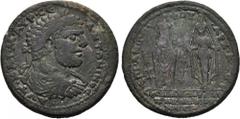 LYDIA. Sardes. Caracalla (198-217). Ae. Obv: AYT K M AYP CEY ANTΩNEINOC. Laureate, draped and cuirassed bust right. Rev: EΠI AN POYΦOY APX A TO Γ CAPΔIANΩN EΦECIΩN OMONOIA. Cult figures of the Sardian