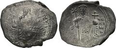 ALEXIUS I COMNENUS (1081-118). Billon-Aspron Trachy. Philippopolis. Obv: + KE ROHΘ AΛEΞIW / IC - XC. Christ seated facing on throne with crossed nimbus, raising right hand in blessing and holding book