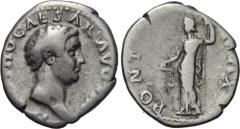 OTHO (69). Denarius. Rome. Obv: IMP OTHO CAESAR AVG TR P. Bare head right. Rev: PONT MAX. Aequitas standing left, holding scales and rod. RIC 5. Condition: Fine. Weight: 3.0 g. Diameter: 19.4 mm.