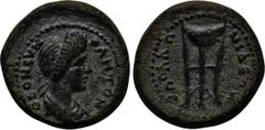 LYDIA. Apollonis. Ae (Late 1st or early 2nd century AD). Obv: ???? CYNK?HTON. Draped bust of Senate right. Rev: A???????????. Tripod. RPC 950. Condition: Extremely fine. Weight: 3.1 g. Diameter: 17 mm