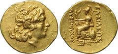 KINGS OF THRACE. Lysimachos (305-281 BC). GOLD Stater. Tomis. Obv: Diademed and horned head of the deified Alexander right. Rev: BAΣIΛEΩΣ ΛYΣIMAXOY / ΘEO. Athena Nikephoros seated left with spear over
