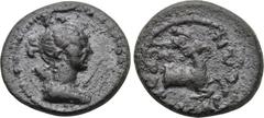 LYDIA. Hierocesarea. Pseudo-autonomous. (Circa late 1st-mid 2nd century AD). Ae. Obv: Draped bust of Artemis Persika, quiver over shoulder, bow and arrow in front. Rev: IEPOKAICAPEΩN. Forepart of a st
