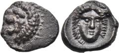 SATRAPS OF CARIA. Hekatomnos (392-376 BC). Tetartemorion. Mylasa. Obv: Head of roaring lion left. Rev: E. Head of Apollo facing slightly right. Cf. Klein 507 (Apollo facing slightly left). Condition: 