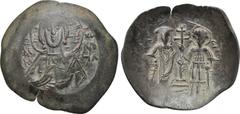 EMPIRE OF NICAEA. Theodore I Comnenus-Lascaris (1208-1222). Billon-Aspron Trachy. Magnesia. Obv: IC - XC / EMMA - NYHΛ. Nimbate bust of Christ facing, raising hand in benediction. Rev: ΘΕΟΔWΡΟC O ΘΕΟΔ