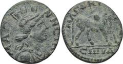 LYDIA. Magnesia ad Sipylum. Pseudo-autonomous. Time of Gordian III (238-244). Ae. Obv: MAΓNHCIA. Draped bust of Tyche right, wearing mural crown. Rev: MAΓNHTΩN CIΠYΛ. Zebu walking right, head facing. 