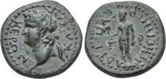LYDIA. Hypaipa. Nero (54-68). Ae. Julios Hegesippos, magistrate. Obv: NEPΩN KAIΣAP. Laureate head left. Rev: HYΠAI IOY HΓHΣIΠΠOΣ / Γ - R. Hero standing left with double axe. RPC 2554. Condition: Very 