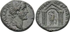 LYDIA. Philadelphia. Antoninus Pius (138-161). Ae. Perikles(?), magistrate. Obv: AY KAI TI AI AΔPI ANTΩNEINOC. Laureate head right. Rev: EPI ΠEPIKΛ[...] ΦIΛAΔEΛΦEΩN ANEITIC. Artemis standing right wit