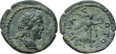 LYDIA. Akrasos. Pseudo-autonomous. Time of Septimius Severus to Gallienus (193-268). Ae. Obv: Wreathed head of Dionysos right. Rev: AKPACIΩTΩN. Nike advancing right, holding palm and wreath. SNG Copen