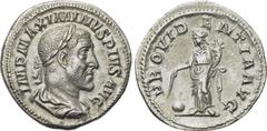 MAXIMINUS THRAX (235-238). Denarius. Rome. Obv: IMP MAXIMINVS PIVS AVG. Laureate, draped and cuirassed bust right. Rev: PROVIDENTIA AVG. Providentia standing left, holding wand over globe and cornucop