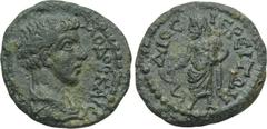 LYDIA. Dioshieron. Commodus (Caesar, 166-177). Ae. Obv: Λ ΑΥΡ ΚΟΜΟΔΟΣ ΚΑΙΣΑΡ. Draped bust right. Rev: ΔΙΟCIEPEITΩN. Asklepios standing left, holding serpent-entwined staff. RPC IV 1239 (3 specimen cit