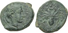 SICILY. Syracuse. Second Democracy (Circa 466-405 BC). Tetras. Obv: ΣΥΡΑ. Head of Arethusa right, dolphin to left and right. Rev: Octopus, three pellets around. Boehringer 613-22 corr. (Trias). Condit