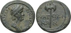 LYDIA. Thyateira. Nero (54-68). Ae. Obv: NEPΩN KΛAVΔIOC KAICAP CEBA. Draped bust right. Rev: ΘYATEIPHNΩN. Double axe. RPC 2382. Condition: Very fine. Weight: 2.75 g. Diameter: 17 mm.
