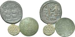 3 Byzantine follis and seal; Hungarian skyphate. Obv: . Rev: . . Condition: See picture. Weight: g. Diameter: mm.