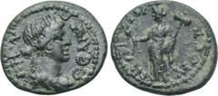 LYDIA. Mostene. Pseudo-autonomous. Ae (2nd-3rd centuries AD). Obv: ΘЄΑΝ ΡΩΜΗΝ. Turreted and draped bust of Roma right. Rev: ΜΟCΤΗΝΩΝ. Goddess standing left, holding grain ears and labrys. BMC 5. Condi