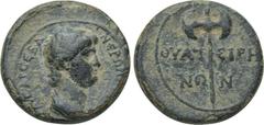 LYDIA. Thyateira. Nero (54-68). Ae. Obv: NEPΩN KΛAVΔIOC KAICAP CEBA. Draped bust right. Rev: ΘYATEIPHNΩN. Double axe. RPC 2382. Condition: Very fine. Weight: 3.04 g. Diameter: 17 mm.