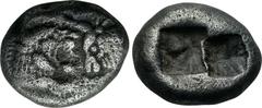 KINGS OF LYDIA. Kroisos (Circa 560-546 BC). Siglos. Sardes. Obv: Confronted foreparts of lion left and bull right. Rev: Double incuse square punch. SNG Kayhan 1026. Condition: Very fine. Weight: 5.01 