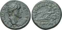 LYDIA. Hierocaesaraea. Antoninus Pius (138-161). Ae. Obv: ΑΥ ΚΑΙ Τ ΑΙΛΙΟC ΑΝΤΩΝЄΙΝΟC. Laureate head right. Rev: ΙЄΡΟΚΑΙCΑΡЄΩΝ ΓΛΑΥΚΟC. River-god Glaukos reclining left on urn, holding reed. RPC online
