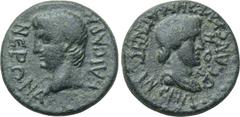 LYDIA. Magnesia ad Sipylum. Nero (54-68). Ae. Obv: NЄPΩNA KAICAPA. Bare head of Nero left. Rev: MAΓNHTΩN CIΠY ΘЄAN CYNKΛHTON. Draped bust of the Senate right. RPC 2456. Condition: Very fine. Weight: 3