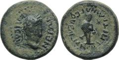 LYDIA. Sardes. Nero (54-68). Ae. Tiberius Claudius Mnaseas, magistrate. Obv: NEPΩN KAICAP. Laureate head right. Rev: IΠЄ TI MNAICOY ΣAP_IANΩN. Zeus Lydios standing left. Cf. RPC 3007 (for official iss