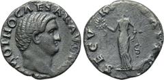 OTHO (69). Denarius. Rome. Obv: IMP M OTHO CAESAR AVG TR P. Bare head right. Rev: SECVRITAS P R. Securitas standing left, holding wreath and sceptre. RIC 12. Condition: Very fine. Weight: 2.96 g. Diam